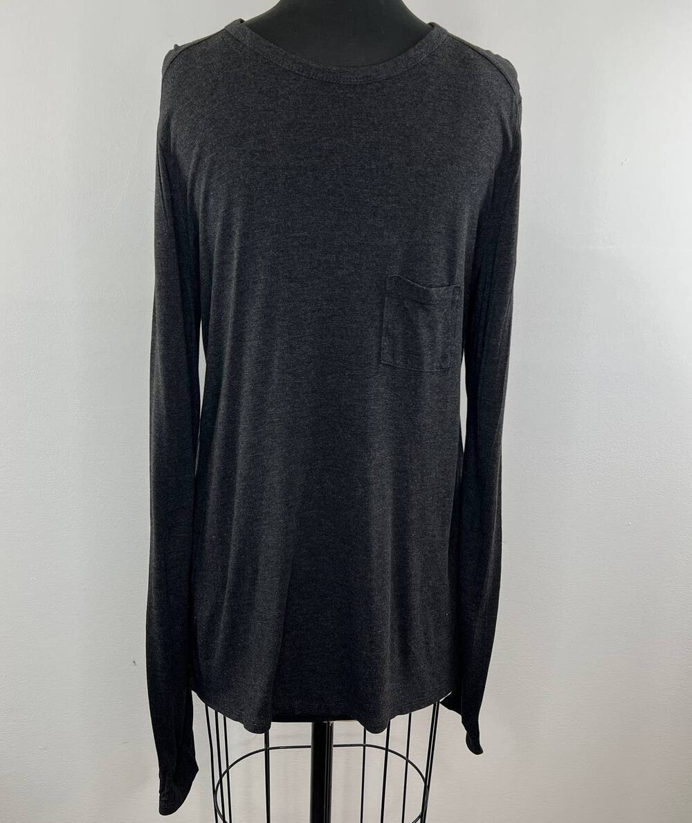 T Alexander Wang Gray Long Sleeve Round Neck Women's Top Size M Medium